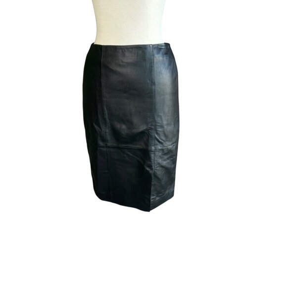 Classiques Entier Black Glove Soft Leather Pencil Straight Skirt Size 4 - Picture 1 of 6